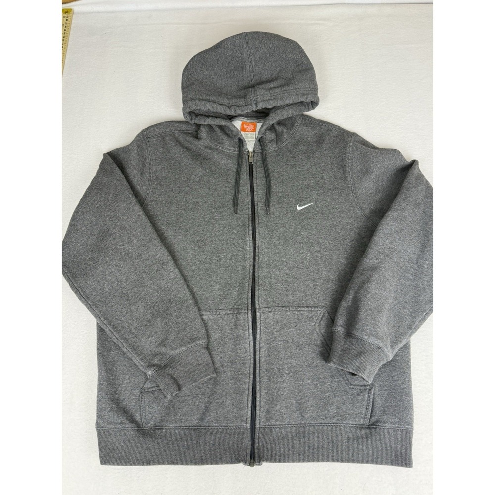 Vintage Y2K Nike The Athletic Dept Full Zip Swoosh Hoodie Sweatshirt Gray XL